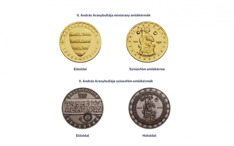 Emlékérméket bocsátott ki az MNB az Aranybulla kiadásának 800. évfordulójára