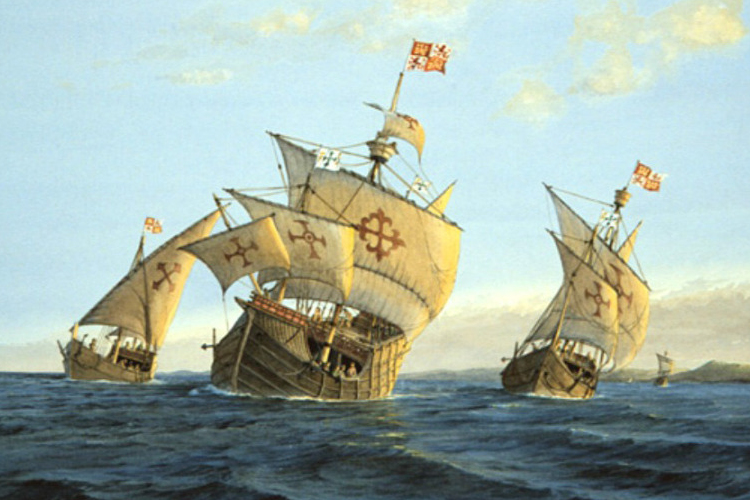 Kolumbusz Kristóf: a Föld gömbölyű! Gazdag kereskedők és pénzemberek támogatták útját.