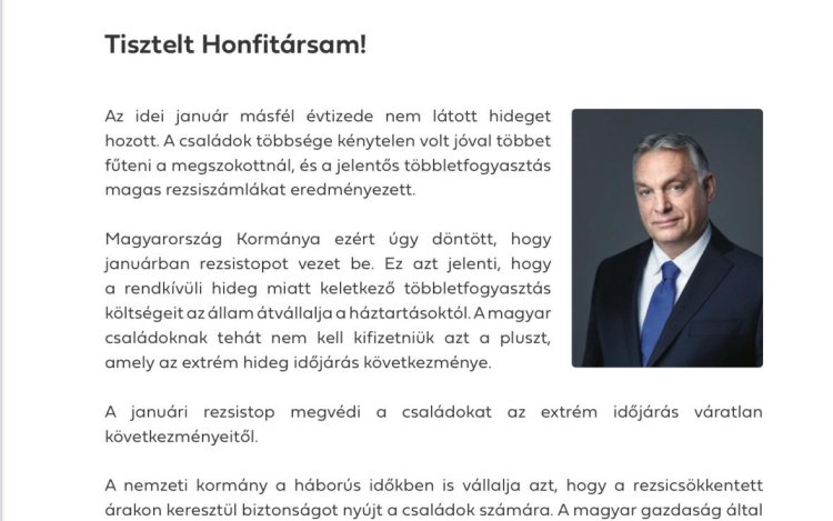 MVM: az érkező földgázszámlákban a rezsistop-kedvezményről is kapnak tájékoztatást az ügyfelek