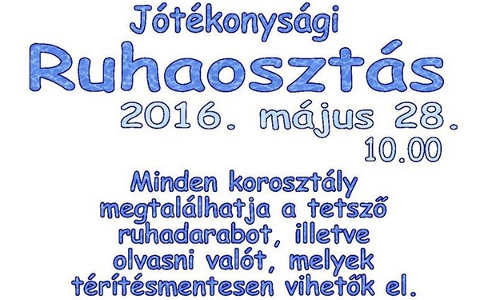 Jótékonysági akció május 28-án