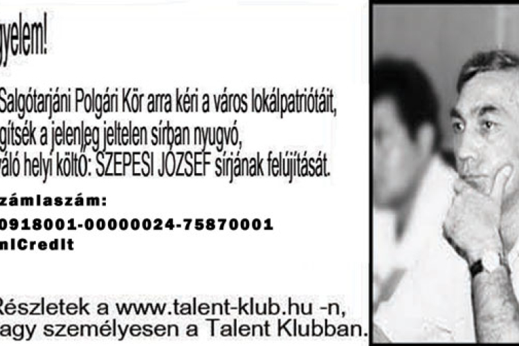 Szepesi József síremlékét avatják fel Salgótarjánban