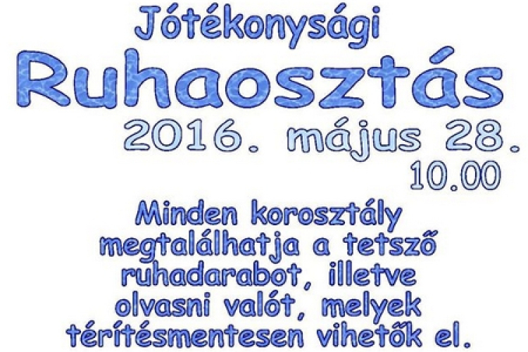 Jótékonysági akció május 28-án