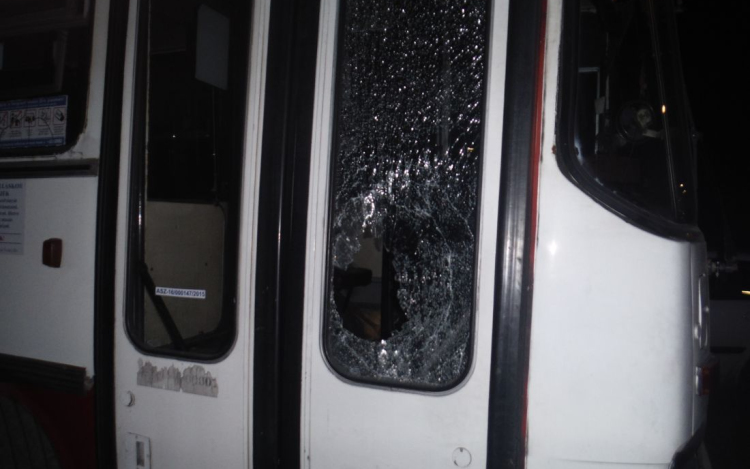 Busz üvegébe ütött